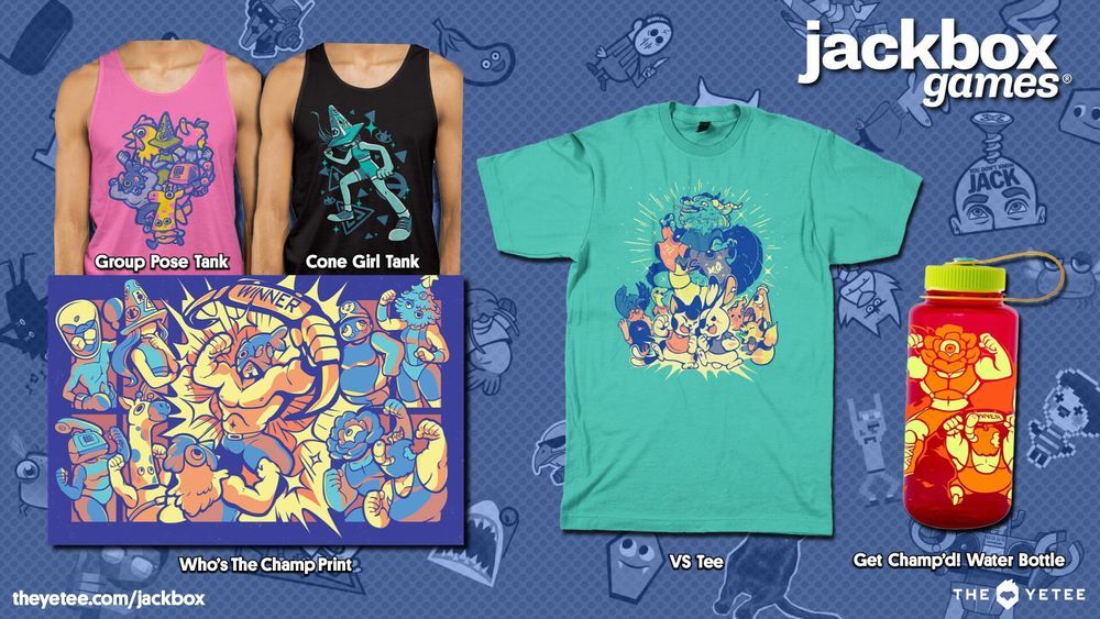 New Jackbox Tees, Tanks, Poster, and Water Bottle